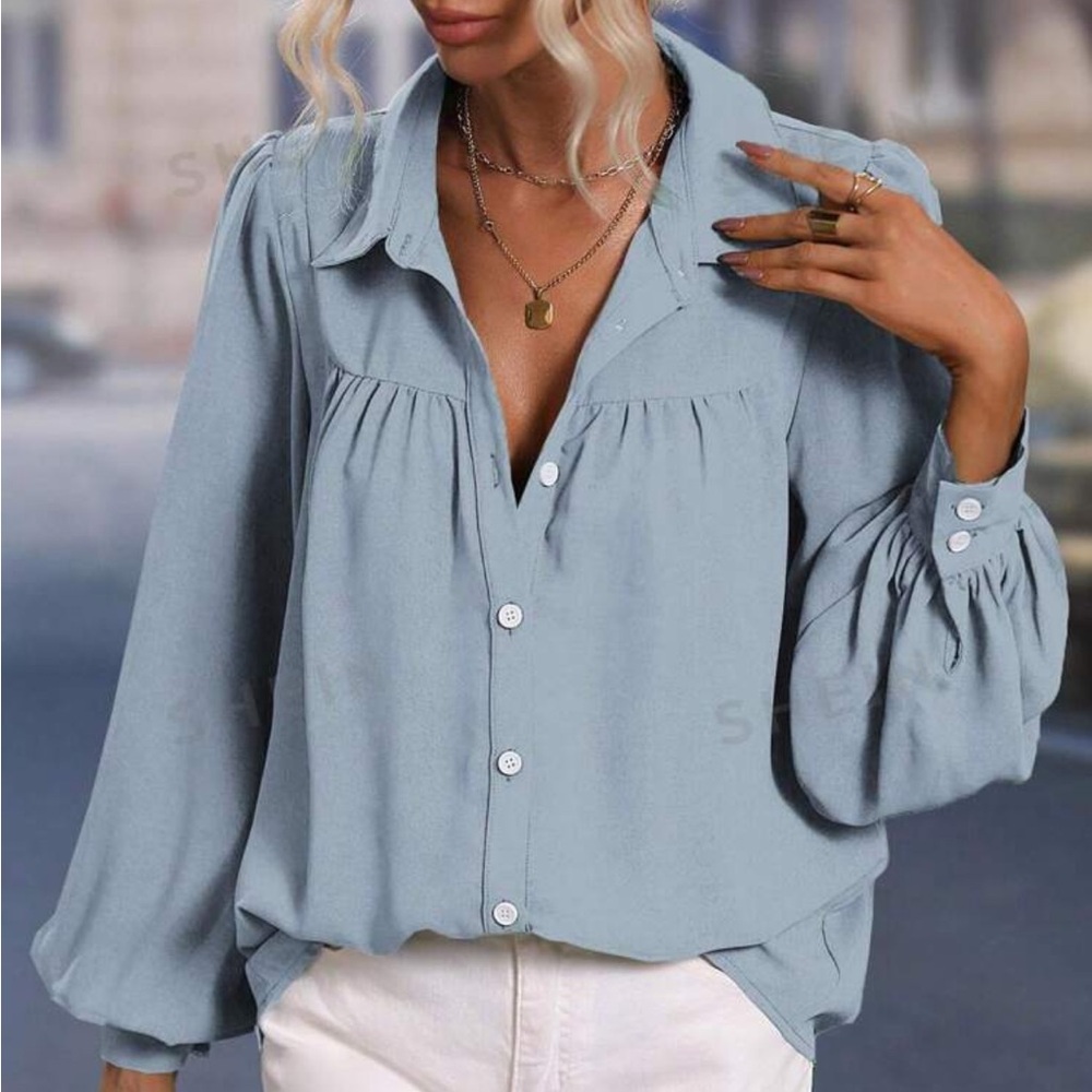 SHEIN Button Front Bishop Sleeve Size XL